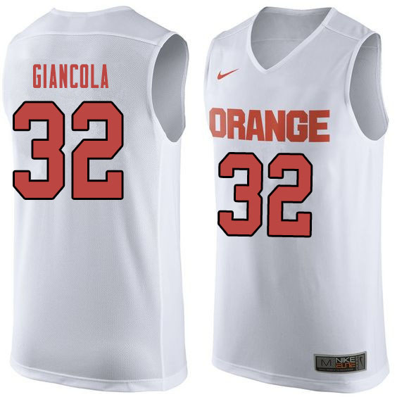 Men #32 Nick Giancola Syracuse White College Basketball Jerseys Sale-Orange